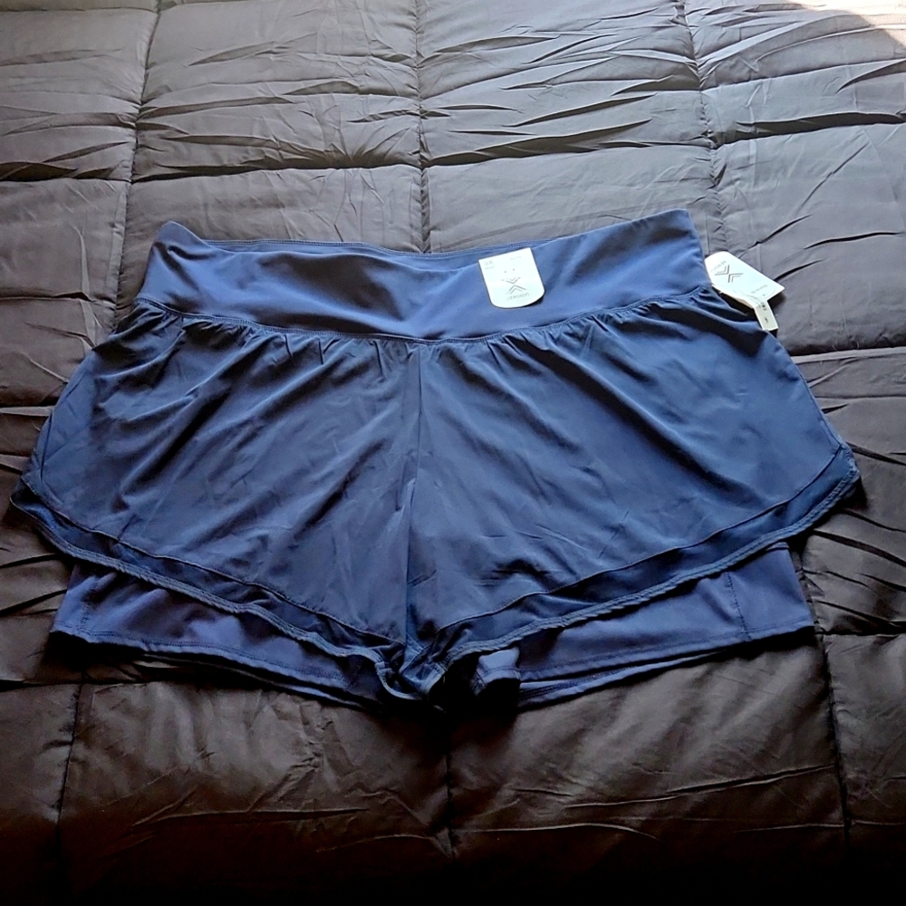 3X-Xersion Mid-Rise Swim Shorts Quick Dry Layered Dark Blue/Navy Woman